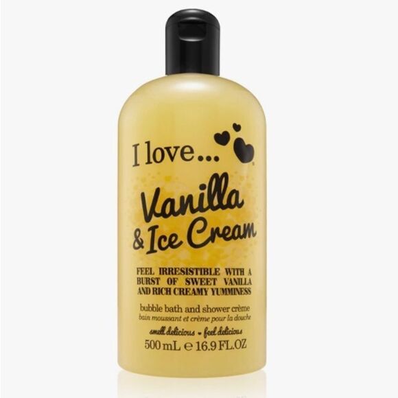 I LOVE ... - NWT - Vanilla & Ice Cream Bubble Bath & Shower Gel. 16.9 fl. oz. - Picture 4 of 13